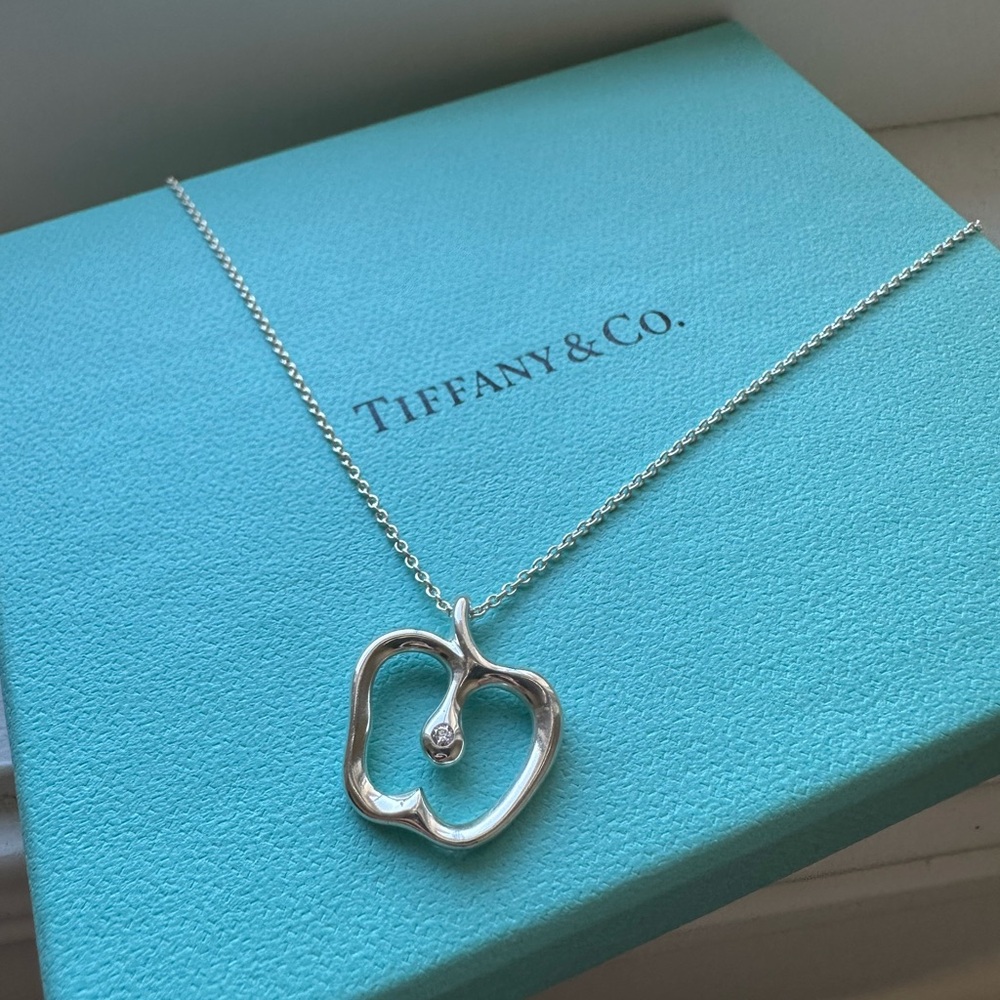 Diamond Tiffany & Co Elsa Peretti Apple Sterling Silver Necklace